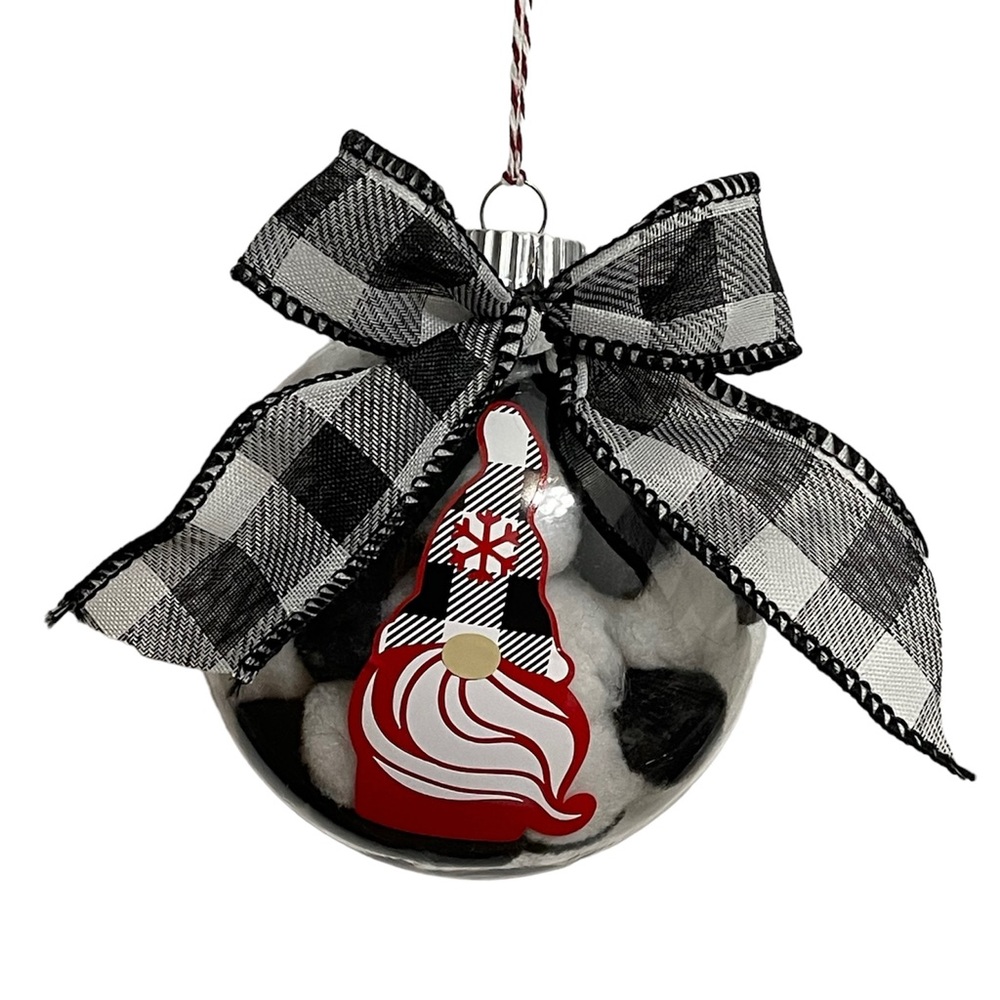 Christmas Gnome Ornament 5” Plastic disc